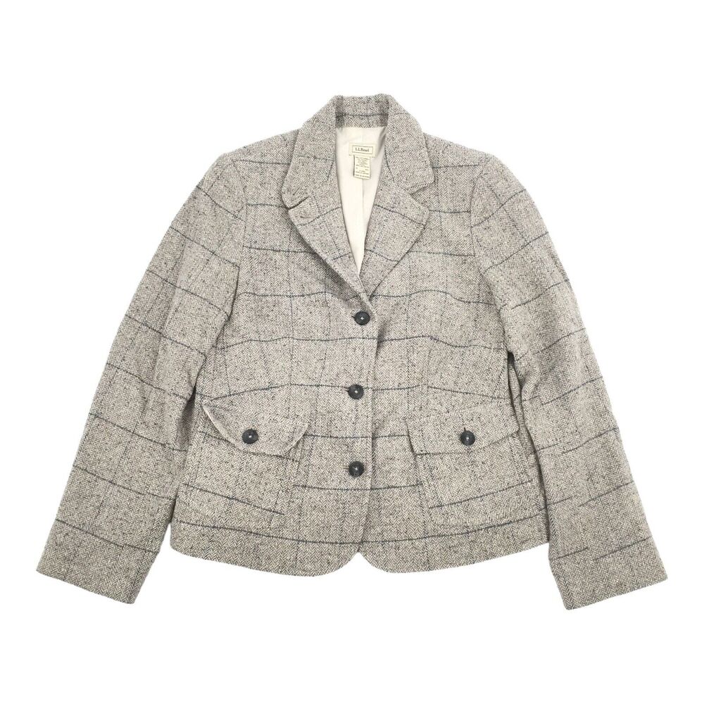 Vintage LL Bean Three Button Blazer Size Medium Womens Over Jacket Brown Tan M